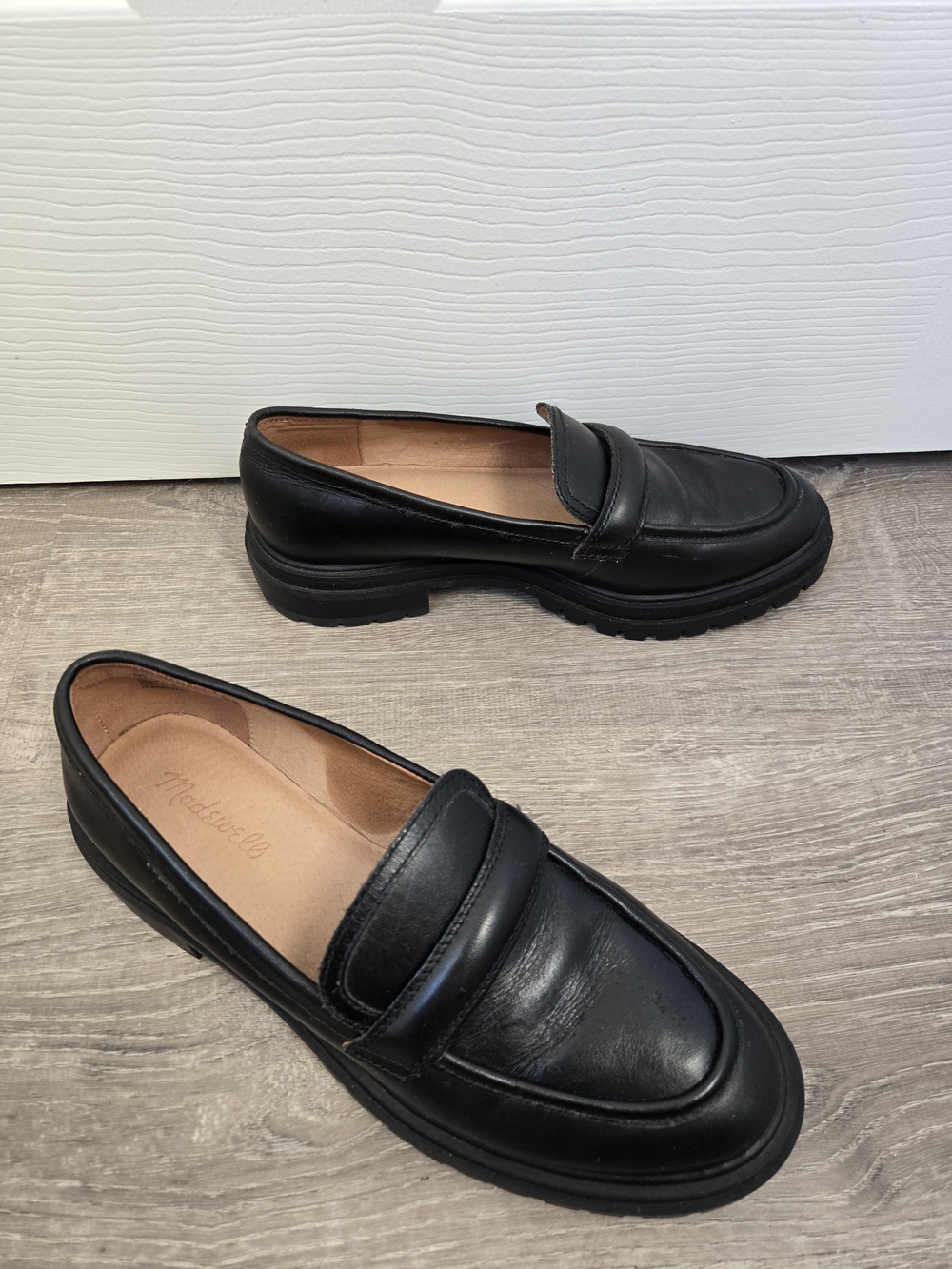 Madewell Bradley Black Leather Chunky Penny Loafers Size 9